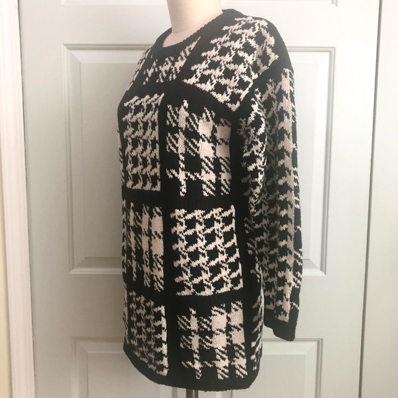 VTG ‘90s Adrienne Vittadini Sport Houndstooth Design Ramie Cotton Sweater Sz S - Picture 5 of 12